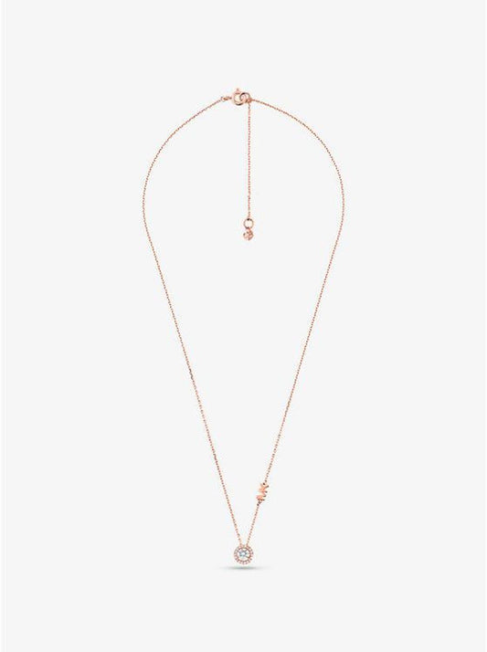 Precious Metal-Plated Sterling Silver Pavé Halo Necklace