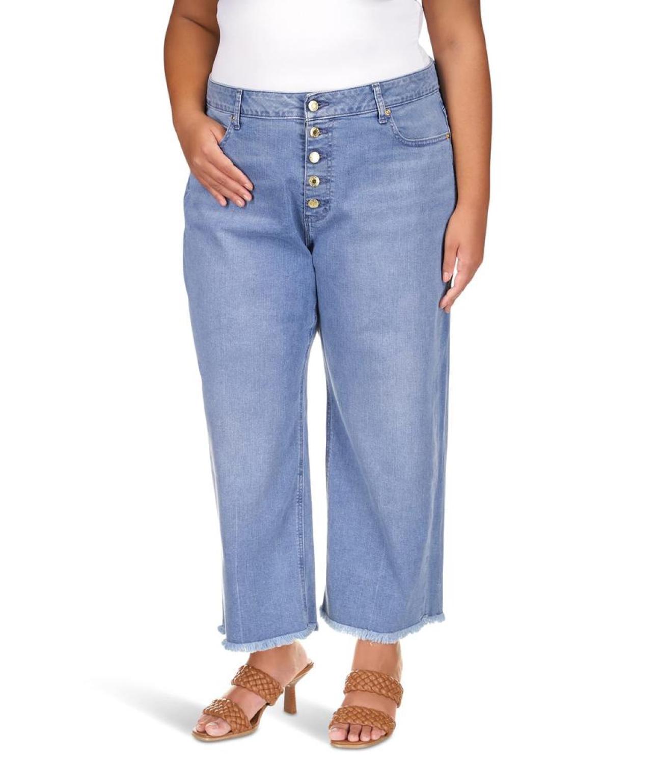 Plus Size High-Rise Crepe Flare Selma in Angel Blue Wash