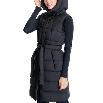 Women's Long Hooded Belted Puffer Vest, Created for Macy's