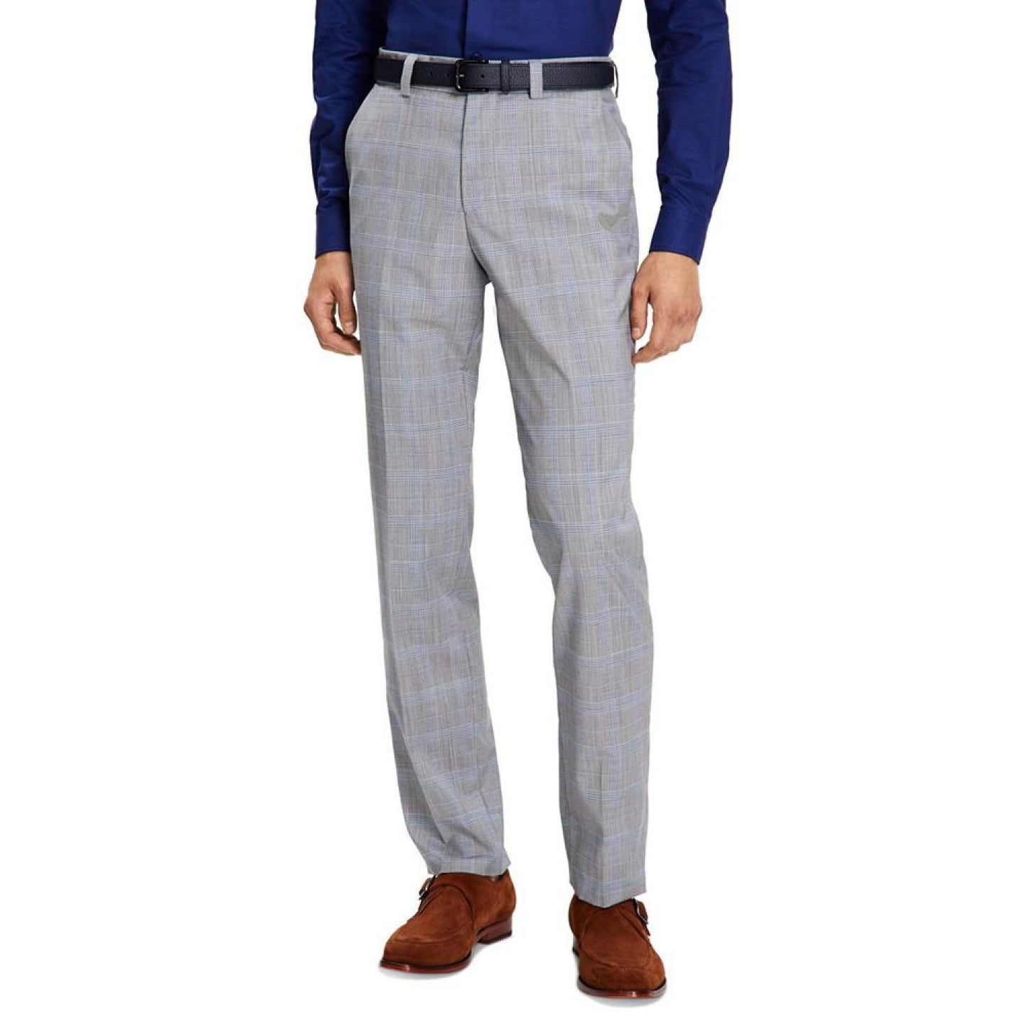 Men's Modern-Fit Plaid Wool Suit Trousers