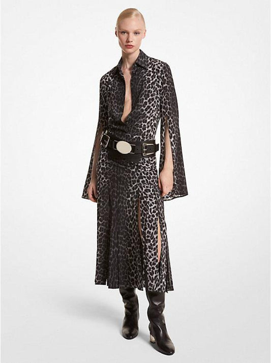 Leopard Silk Crepe De Chine Streamer Skirt