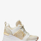 Georgie Metallic Empire Logo Jacquard and Leather Trainer