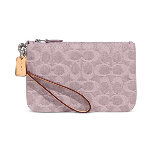 Washed Denim Signature Small Wristlet