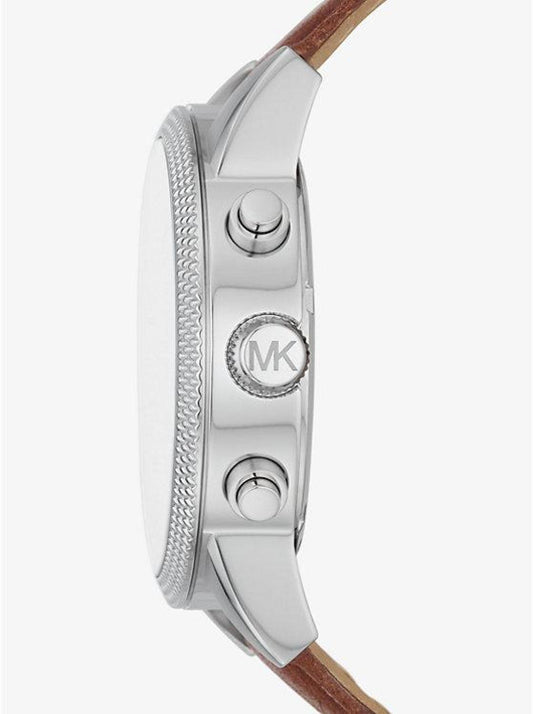 Oversized Hutton Silver-Tone and Leather Watch