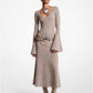 Ribbed Stretch Cashmere Flare-Sleeve Dress