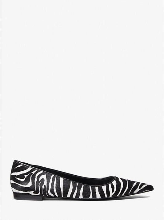 Agnes Zebra Print Calf Hair Flat