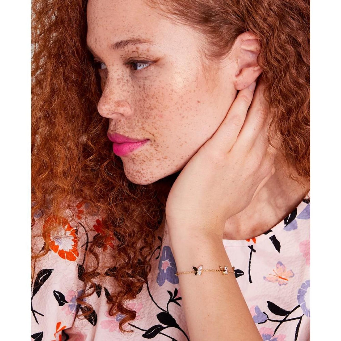 Gold-Tone Crystal Social Butterfly Station Bracelet
