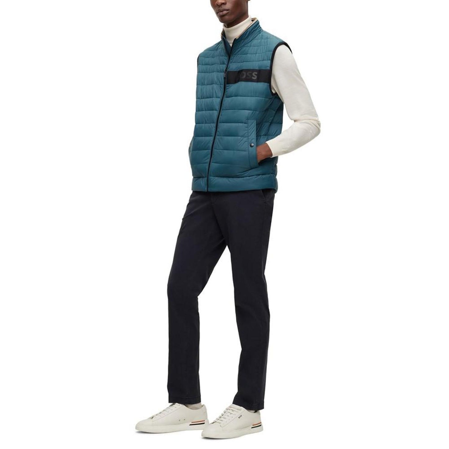 Men's Logo Tape Water-Repellent Padded Gilet