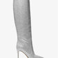 Rue Embellished Glitter Chain-Mesh Knee Boot