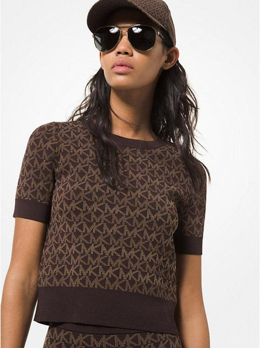 Logo Jacquard Short-Sleeve Sweater