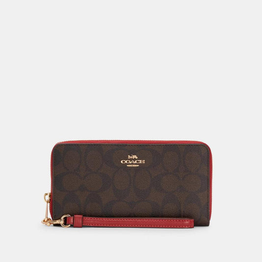 COACH Long Zip Around Wallet In Signature Canvas