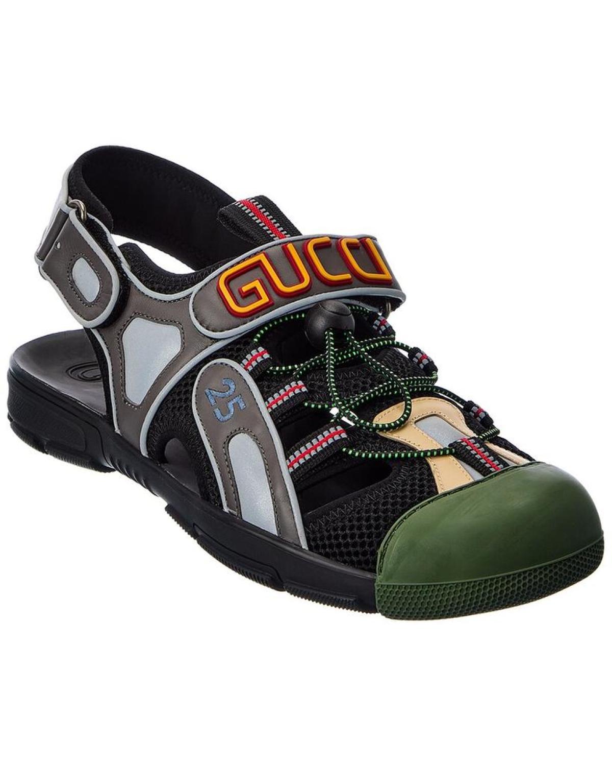 Gucci Leather & Mesh Sandal display picture 3