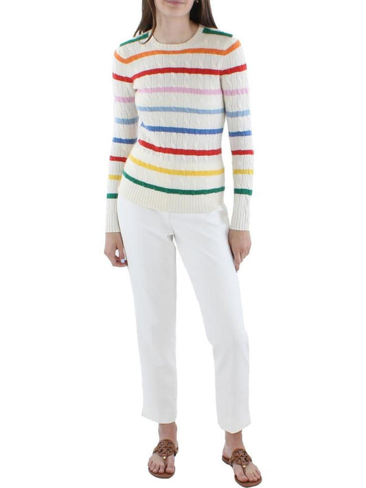 Womens Cashmere Cable Knit Pullover Sweater
