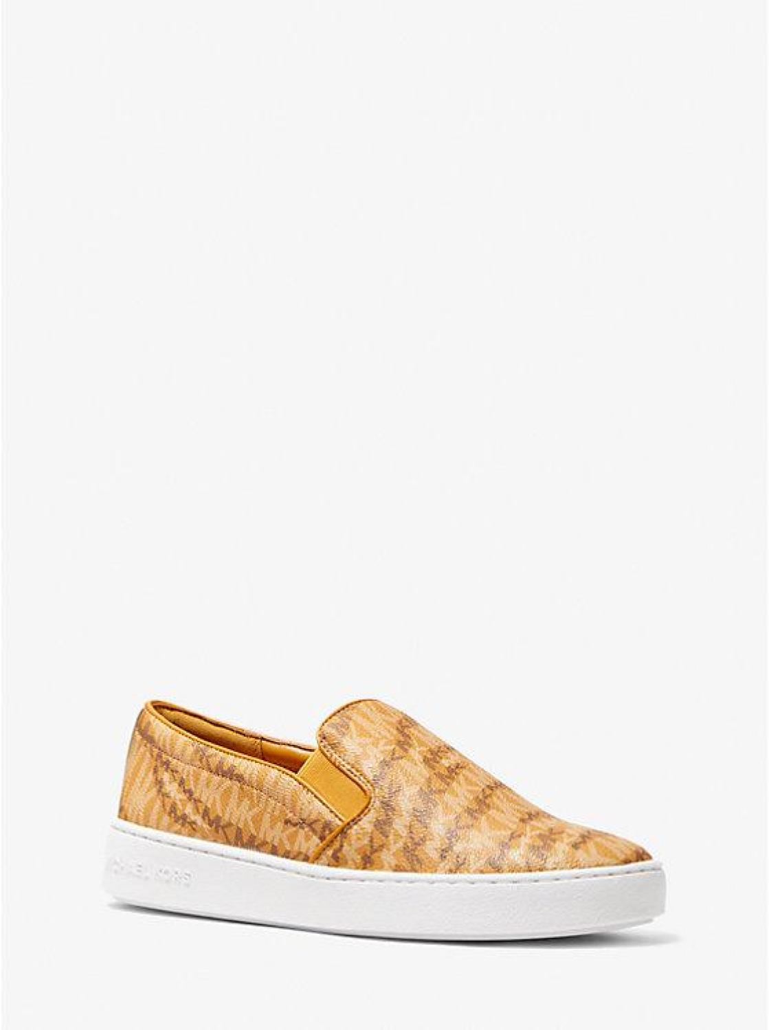 Keaton Animal Logo Print Leather Slip-On Sneaker