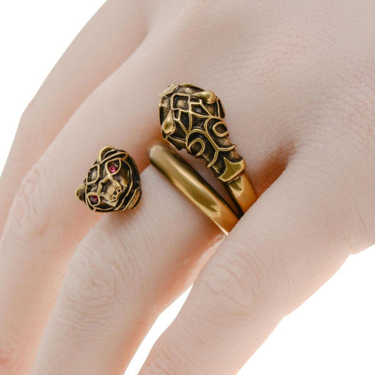 Gucci Gold-Toned Brass, Crystal Tiger Head Statement Ring YBC398971002013