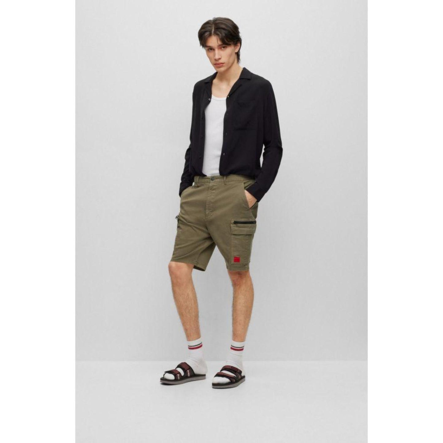 Logo sandals with twin touch-closure straps
