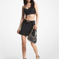 Stretch Crepe Belted Mini Skirt