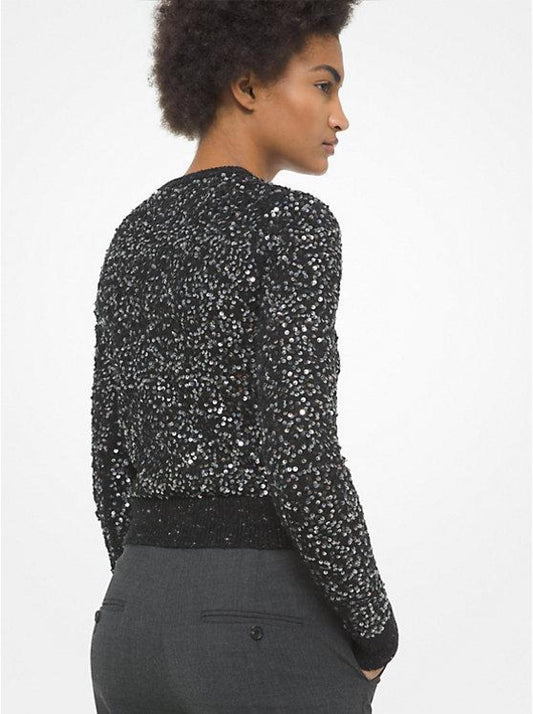 Sequined Tweed Crewneck Sweater