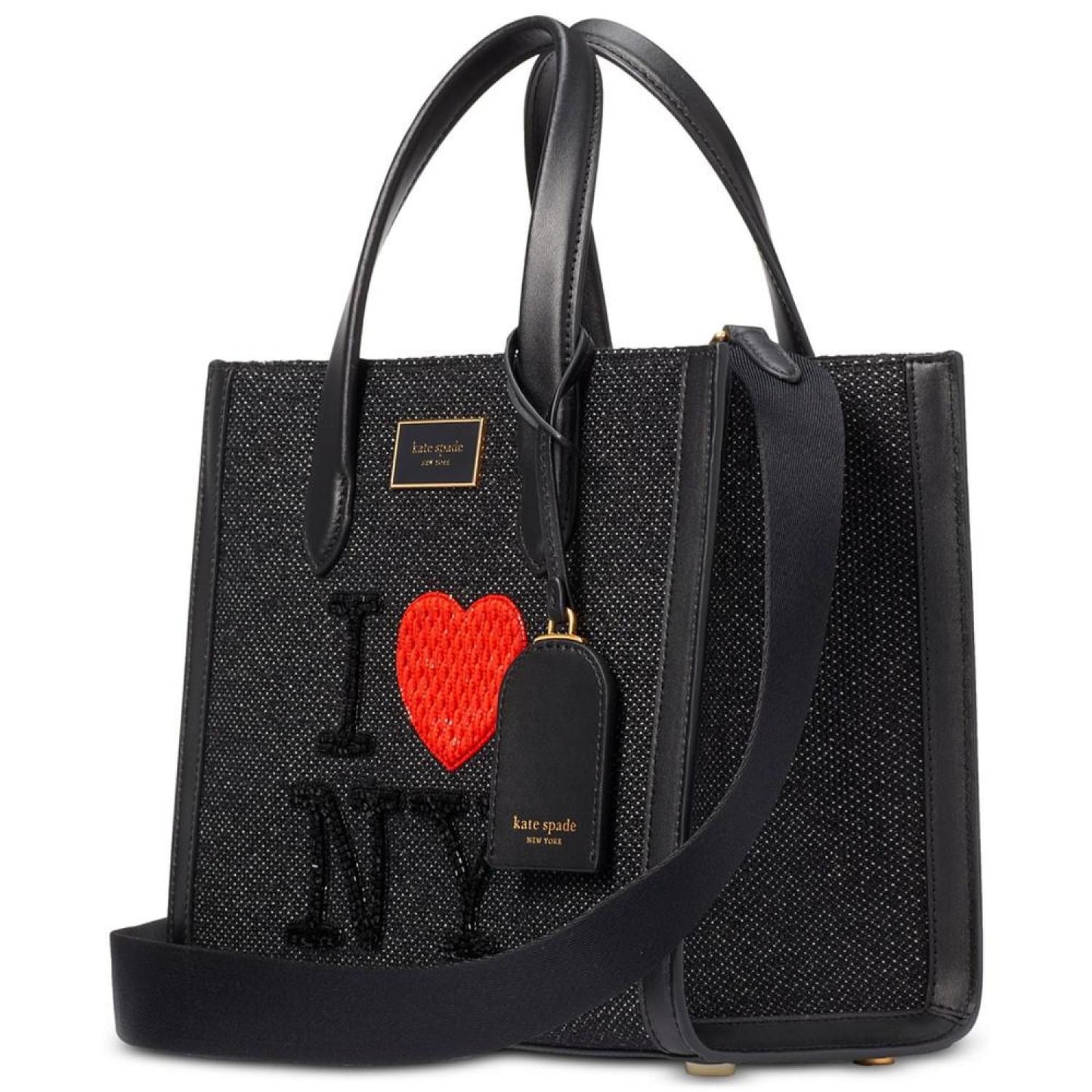 Manhattan I Heart Ny Embellished Chenille Fabric Small Tote