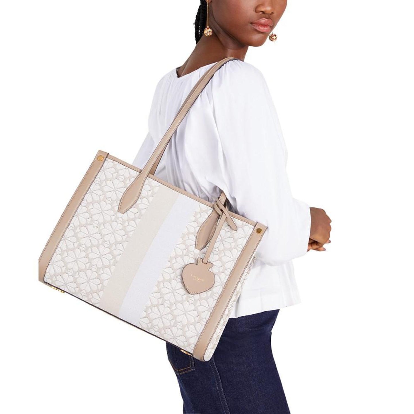 Everything Spade Flower Jacquard Stripe Large Tote