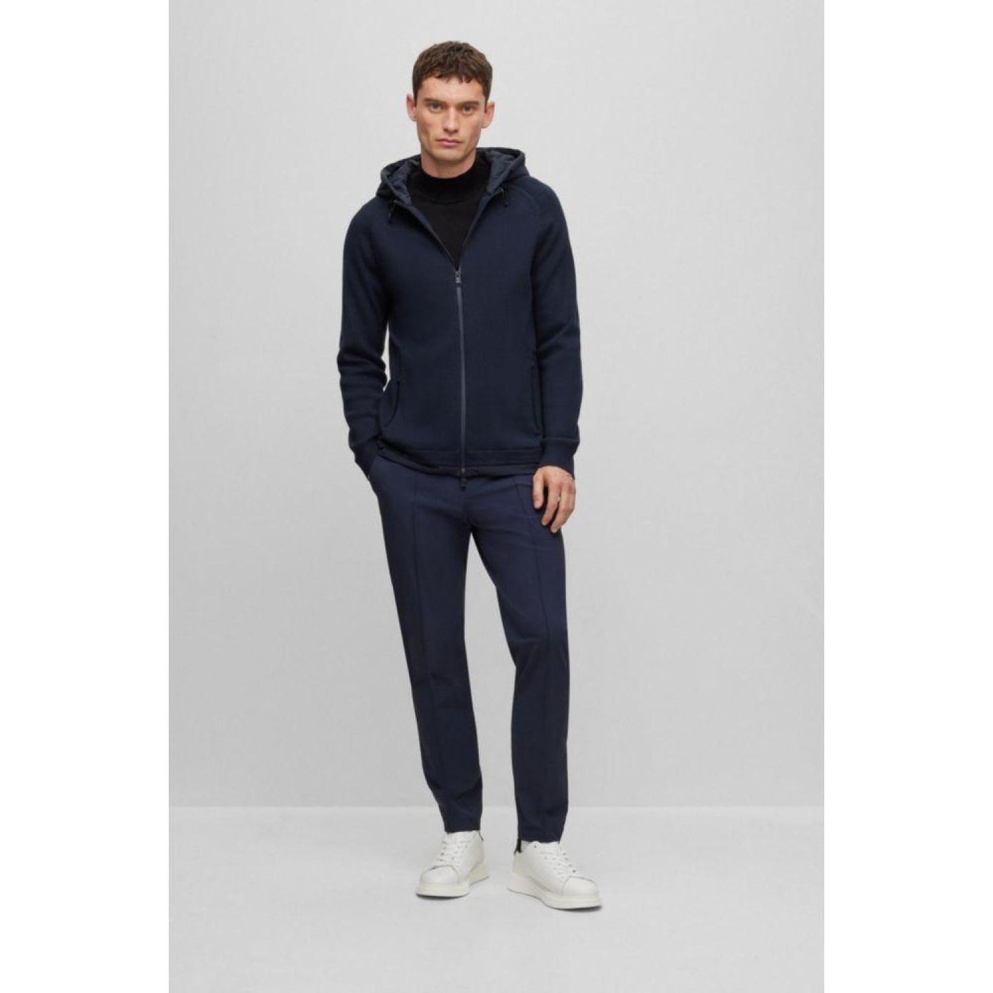 Regular-fit jacket with ribbed cuffs and padded hood