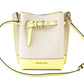 Michael Kors Emilia Small Canvas Snakeskin Print Leather Bucket Bag Messenger Crossbody Handbag Women's