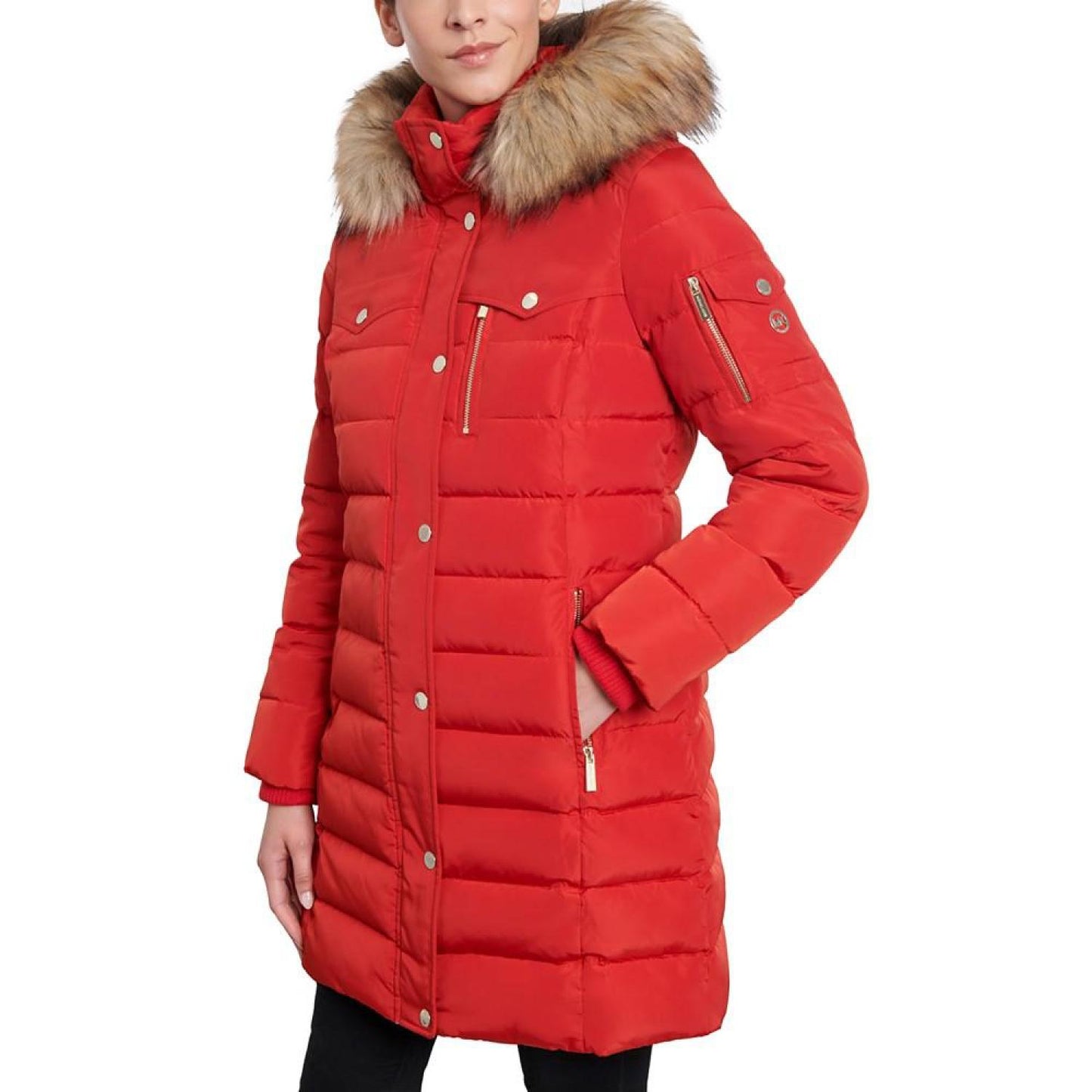 Women's Faux-Fur-Trim Hooded Puffer Coat, Created for Macy's