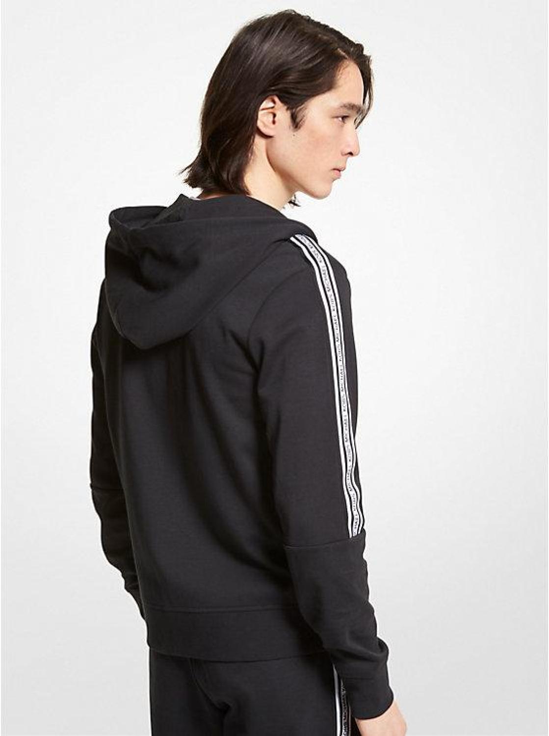 Logo Tape Cotton Blend Zip-Up Hoodie