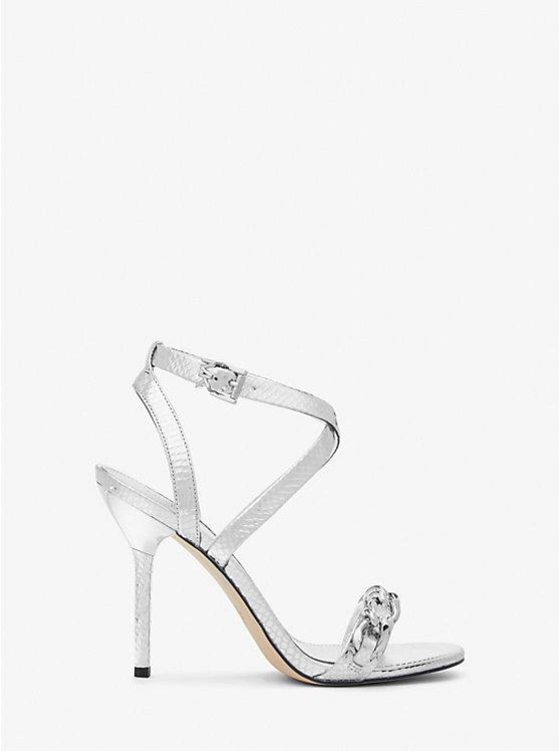 Asha Embellished Snake Embossed Leather Sandal