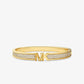 14K Gold-Plated Brass Pavé Logo Bangle