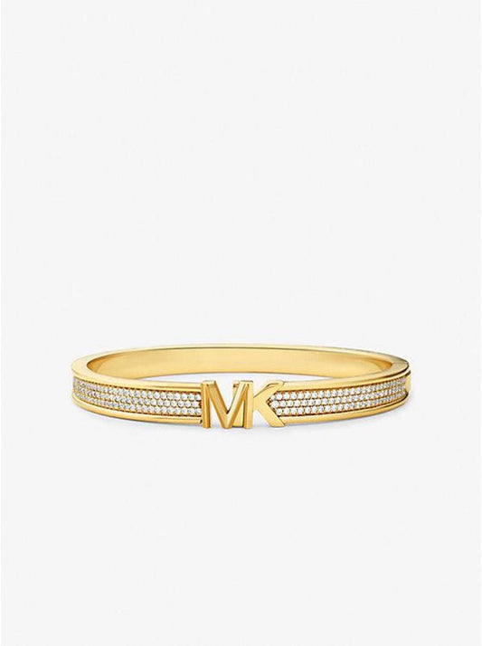 14K Gold-Plated Brass Pavé Logo Bangle