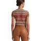 Petite Fair Isle & Striped Short Sleeve Sweater