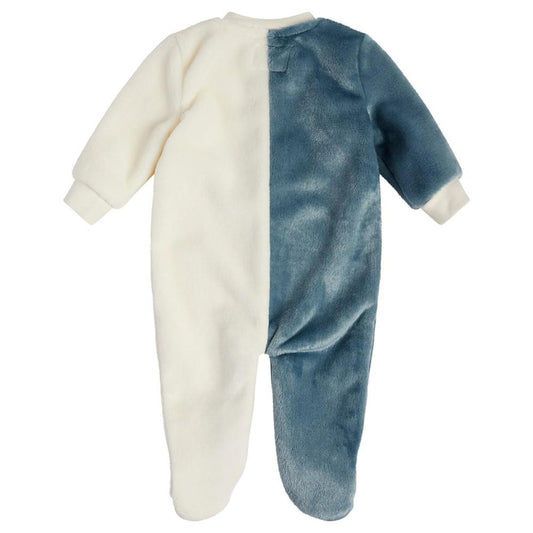 Baby Boys Faux Fur Color Block Full Zip Up Footed One Piece Set