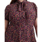 Plus Size Floral Crepe Tie Neck Shirtdress