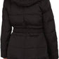 Fur Trim Hooded Down Coat in Black