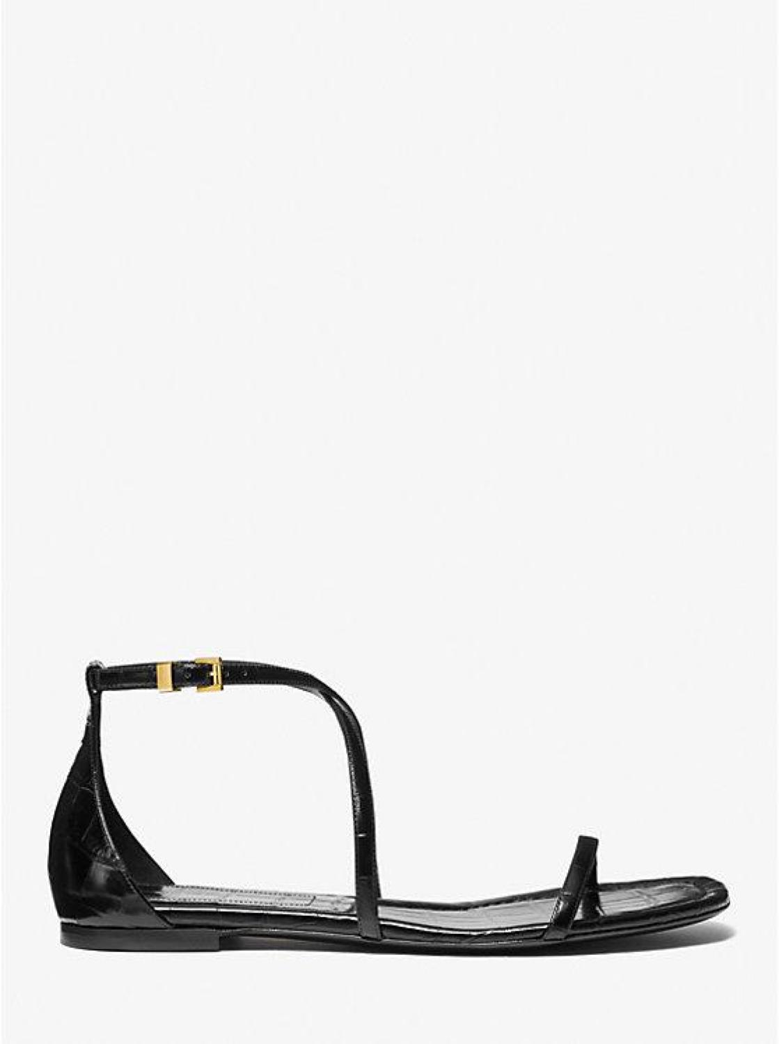 Polly Crocodile Embossed Leather Sandal