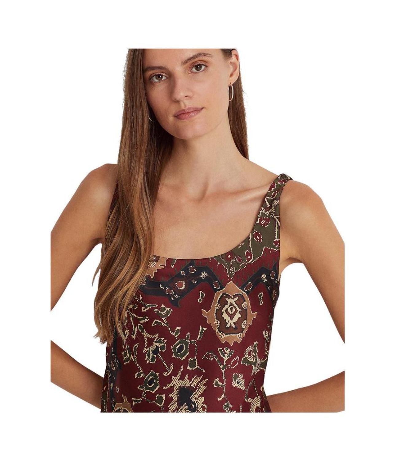 Print Satin Sleeveless Dress