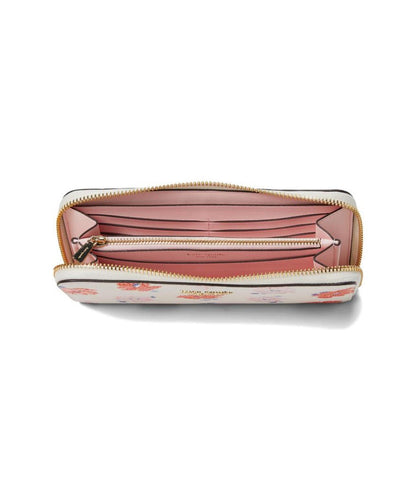 Morgan Dotty Floral Emboss Saffiano Leather Zip Around Continental Wallet