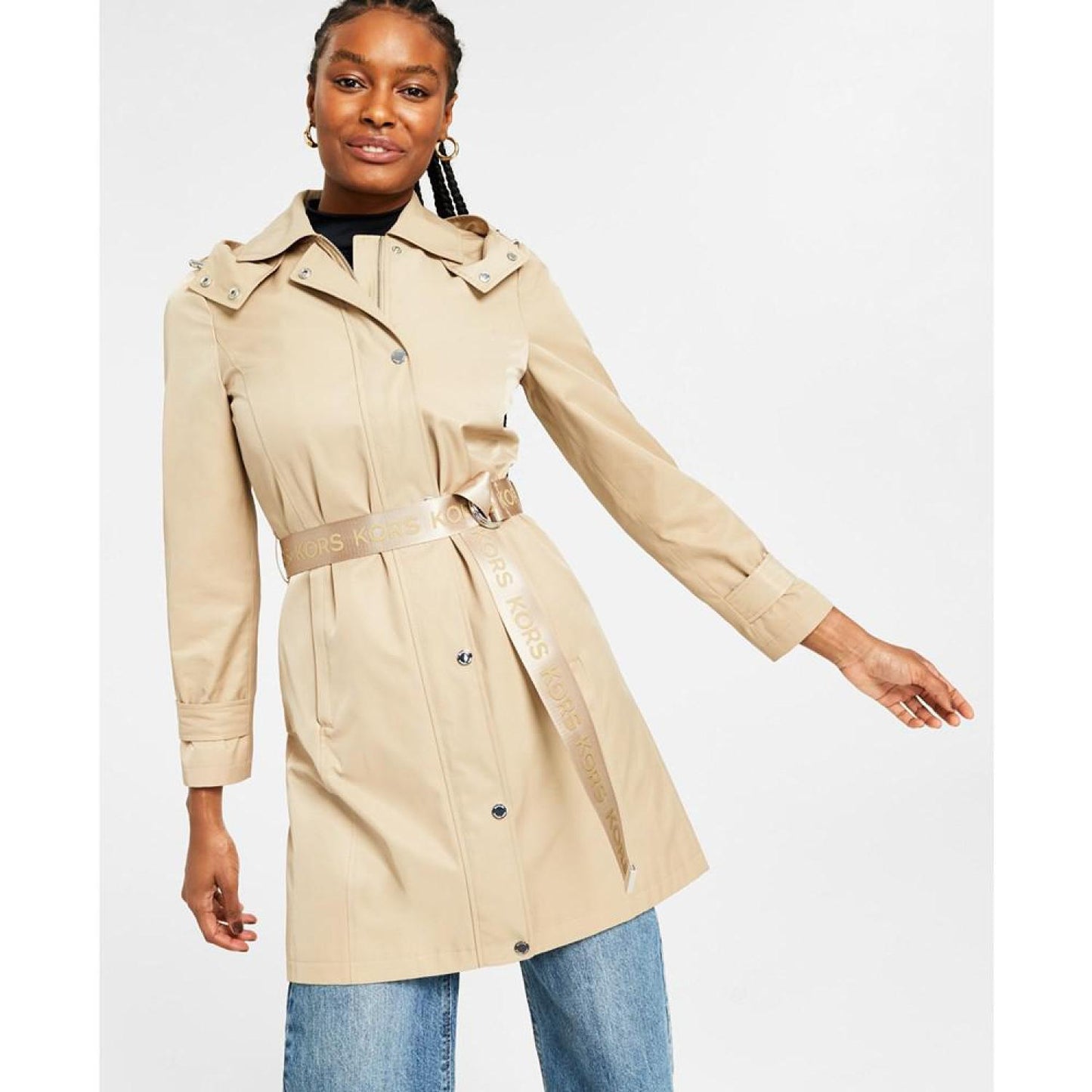 Women's Hooded Belted Trench Coat