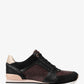 Billie Suede and Glitter Chain-Mesh Trainer