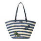 Shore Thing Dragonfly Embellished Striped Straw Large Tote