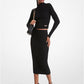 Ribbed Merino Wool Blend Pencil Skirt
