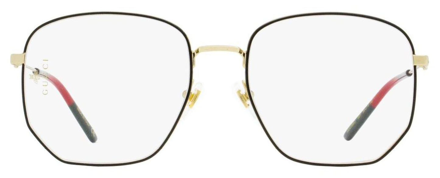 Gucci Women's Octagonal Eyeglasses GG0396O 001 Gold/Black/Green/Red 56mm