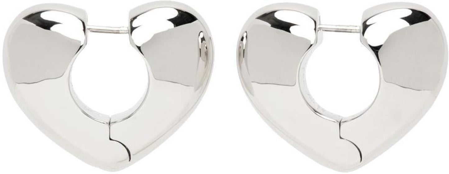 Silver 'The Charmed Bubble Heart Hoop' Earrings