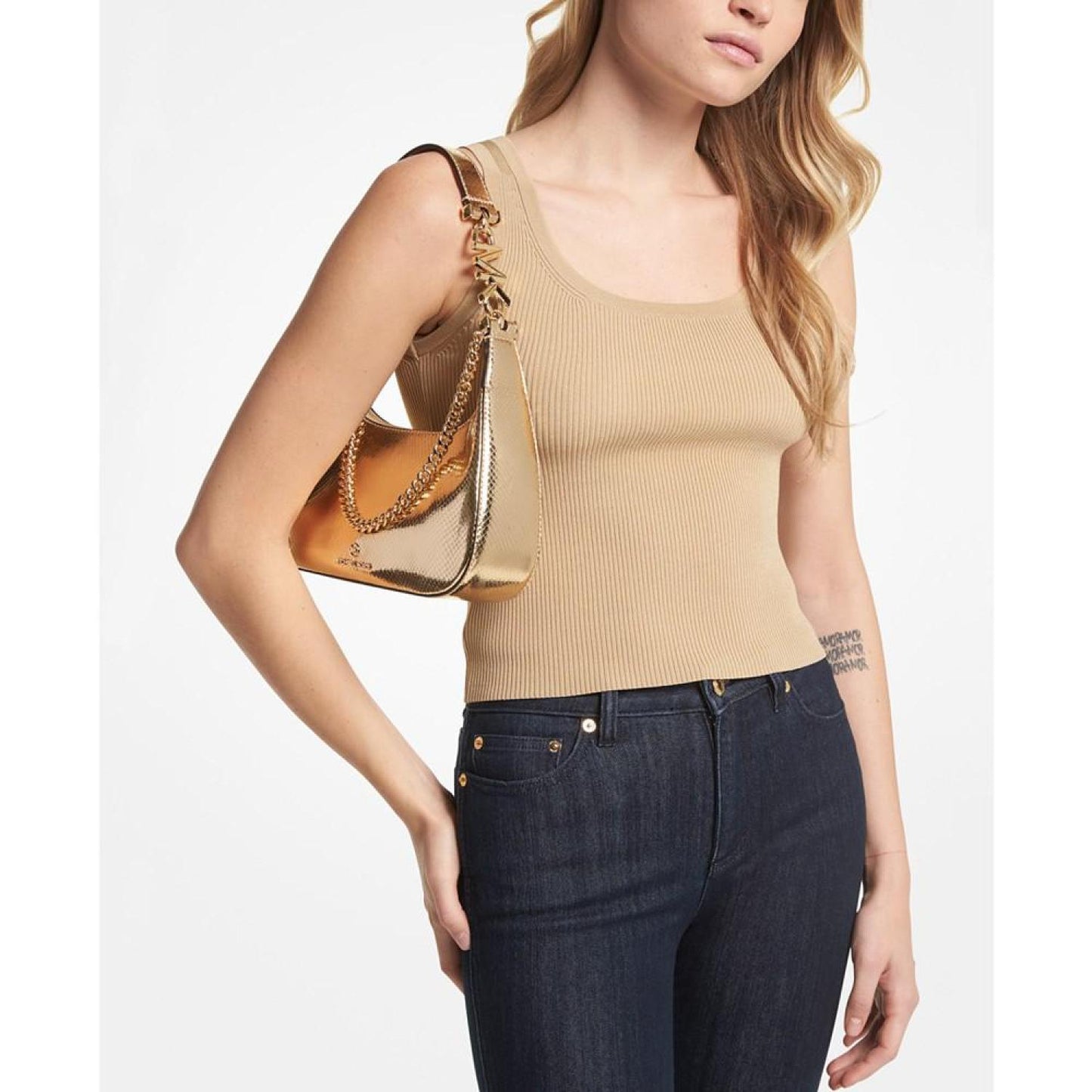 Piper Small Metallic Leather Pouchette