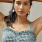 Gingham Sweetheart Tank In Navy/mint Green