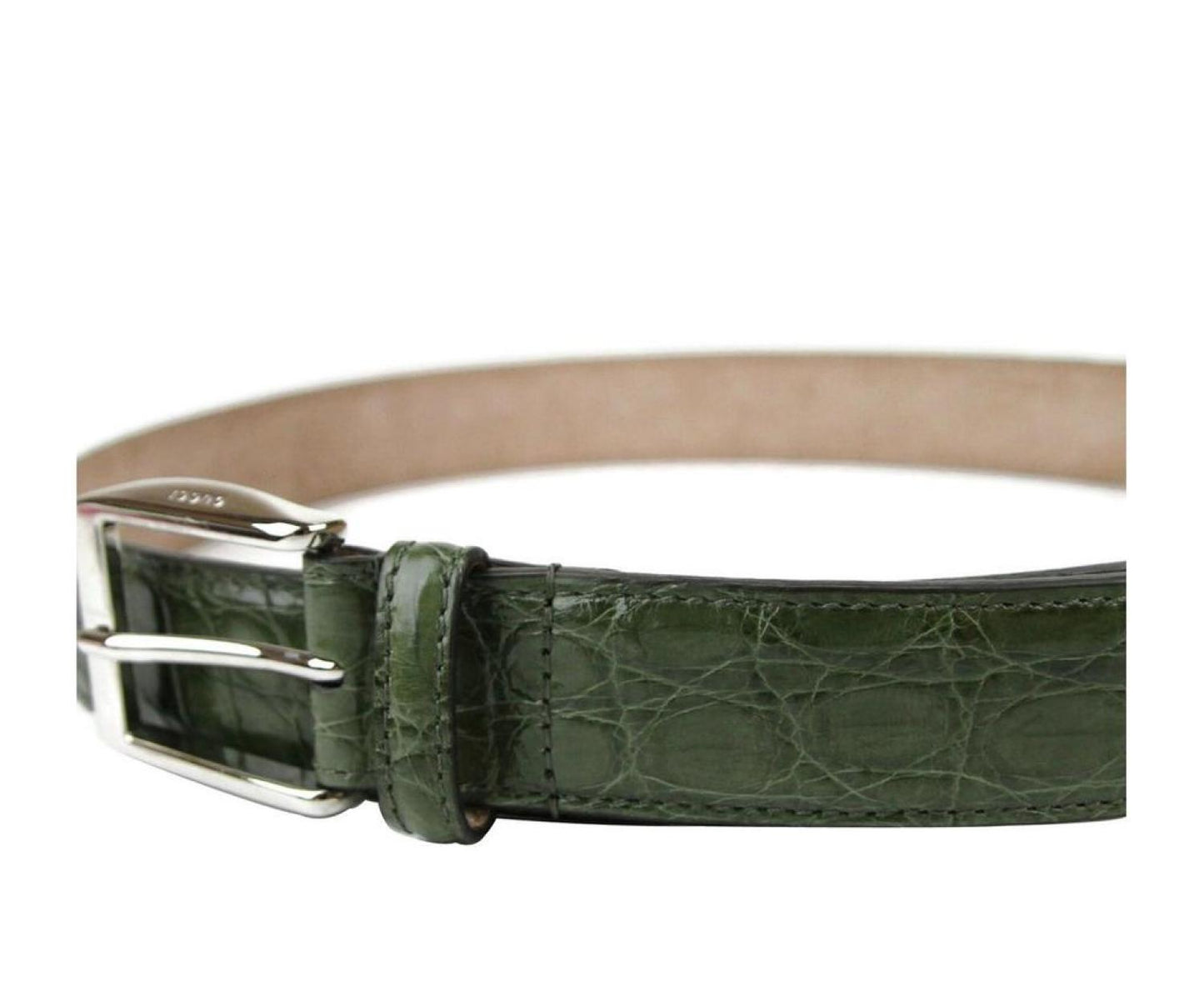 Gucci Men's Crocodile Classic Square Buckle Belt
