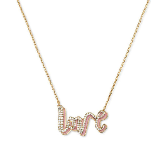 Say Yes Gold-Tone Crystal Love Pendant Necklace, 16" + 3" extender