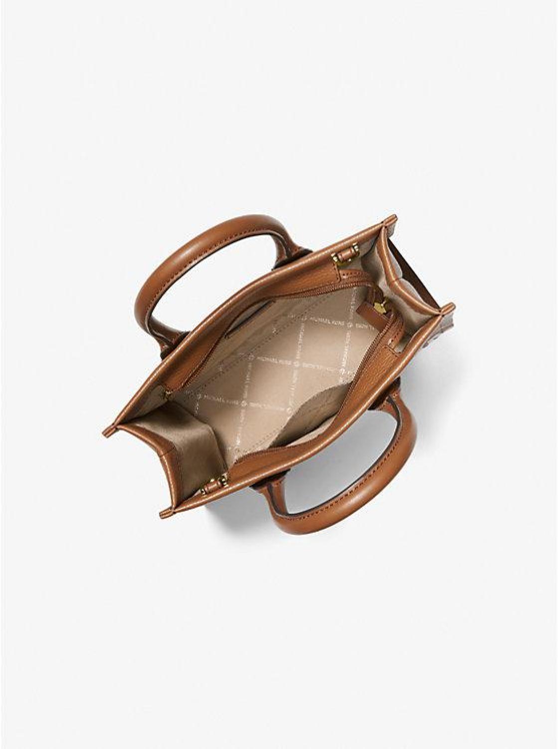 Mirella Small Logo Embossed Pebbled Leather Crossbody Bag