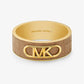Precious Metal-Plated Brass and Crocodile Embossed Empire Logo Bangle